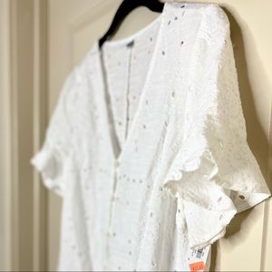 Floral, Button-up, Blouse (wht)